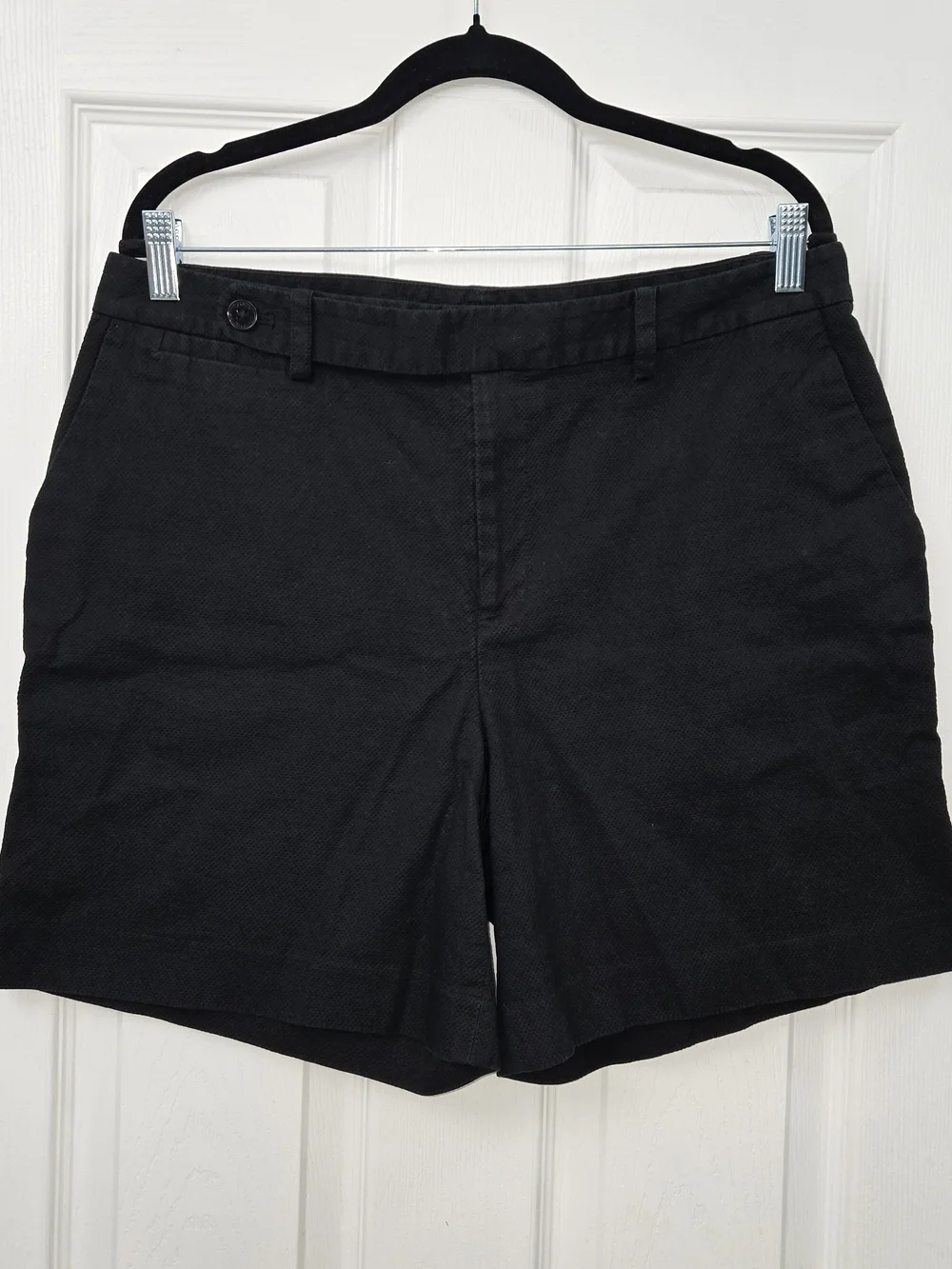 Lauren Ralph Lauren Womens Size 14 Black Textured Shorts Stretch Cotton Mid Rise